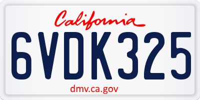 CA license plate 6VDK325