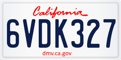 CA license plate 6VDK327