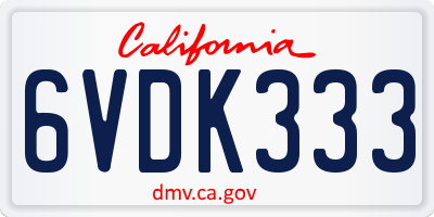 CA license plate 6VDK333