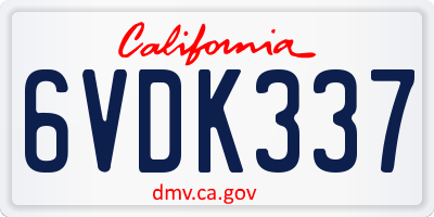 CA license plate 6VDK337