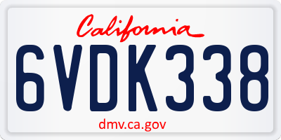 CA license plate 6VDK338