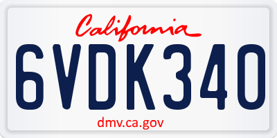 CA license plate 6VDK340