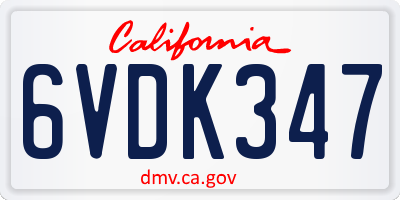 CA license plate 6VDK347