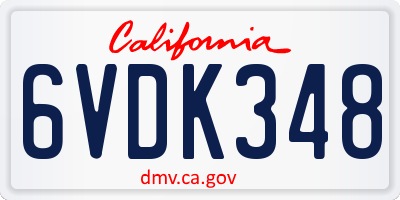 CA license plate 6VDK348