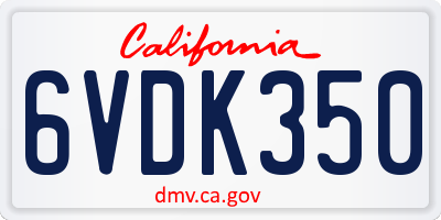 CA license plate 6VDK350