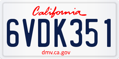 CA license plate 6VDK351