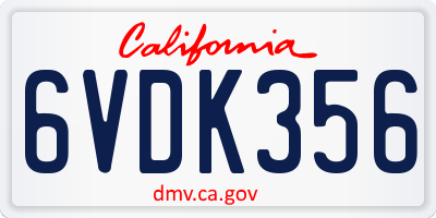 CA license plate 6VDK356