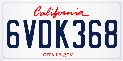 CA license plate 6VDK368
