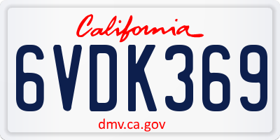 CA license plate 6VDK369