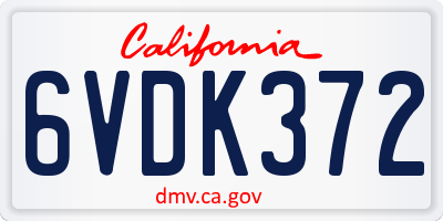CA license plate 6VDK372
