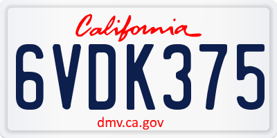 CA license plate 6VDK375