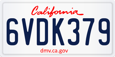 CA license plate 6VDK379