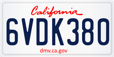 CA license plate 6VDK380