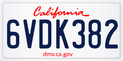 CA license plate 6VDK382