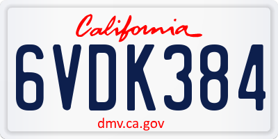 CA license plate 6VDK384