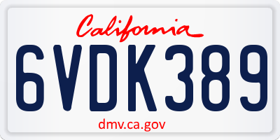 CA license plate 6VDK389