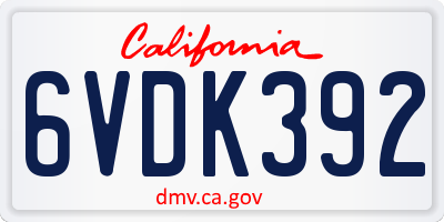 CA license plate 6VDK392