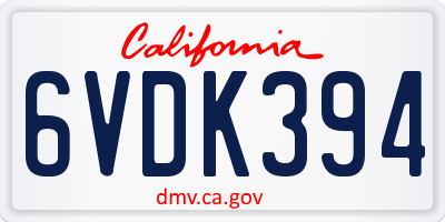 CA license plate 6VDK394