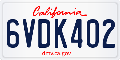 CA license plate 6VDK402