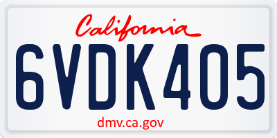CA license plate 6VDK405