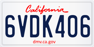 CA license plate 6VDK406
