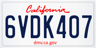 CA license plate 6VDK407