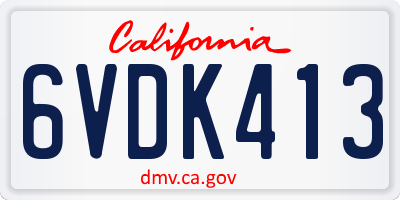 CA license plate 6VDK413