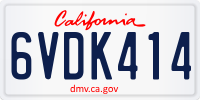 CA license plate 6VDK414