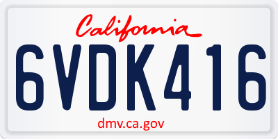 CA license plate 6VDK416