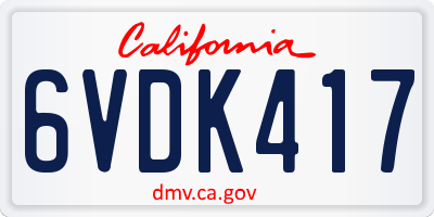 CA license plate 6VDK417