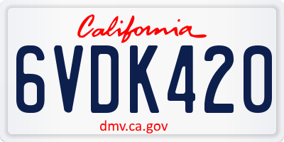 CA license plate 6VDK420