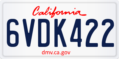 CA license plate 6VDK422