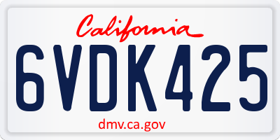 CA license plate 6VDK425