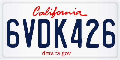 CA license plate 6VDK426