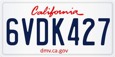 CA license plate 6VDK427