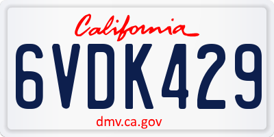 CA license plate 6VDK429