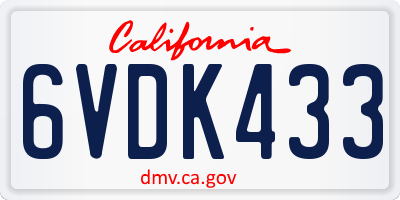 CA license plate 6VDK433