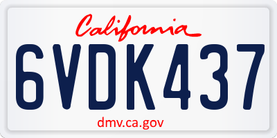 CA license plate 6VDK437