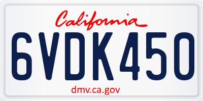 CA license plate 6VDK450