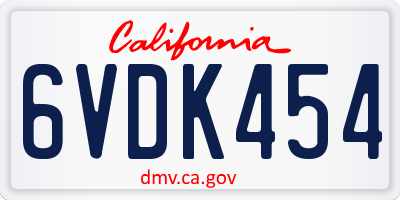 CA license plate 6VDK454