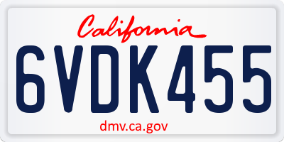 CA license plate 6VDK455