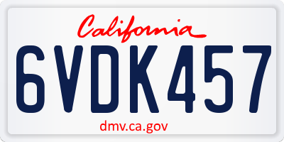 CA license plate 6VDK457
