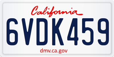 CA license plate 6VDK459
