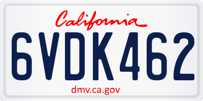 CA license plate 6VDK462