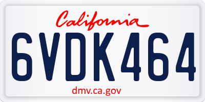 CA license plate 6VDK464