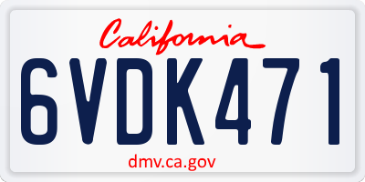 CA license plate 6VDK471