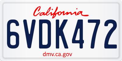 CA license plate 6VDK472
