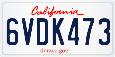 CA license plate 6VDK473