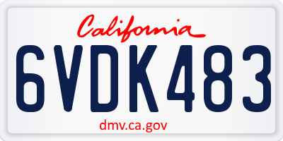 CA license plate 6VDK483