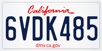 CA license plate 6VDK485